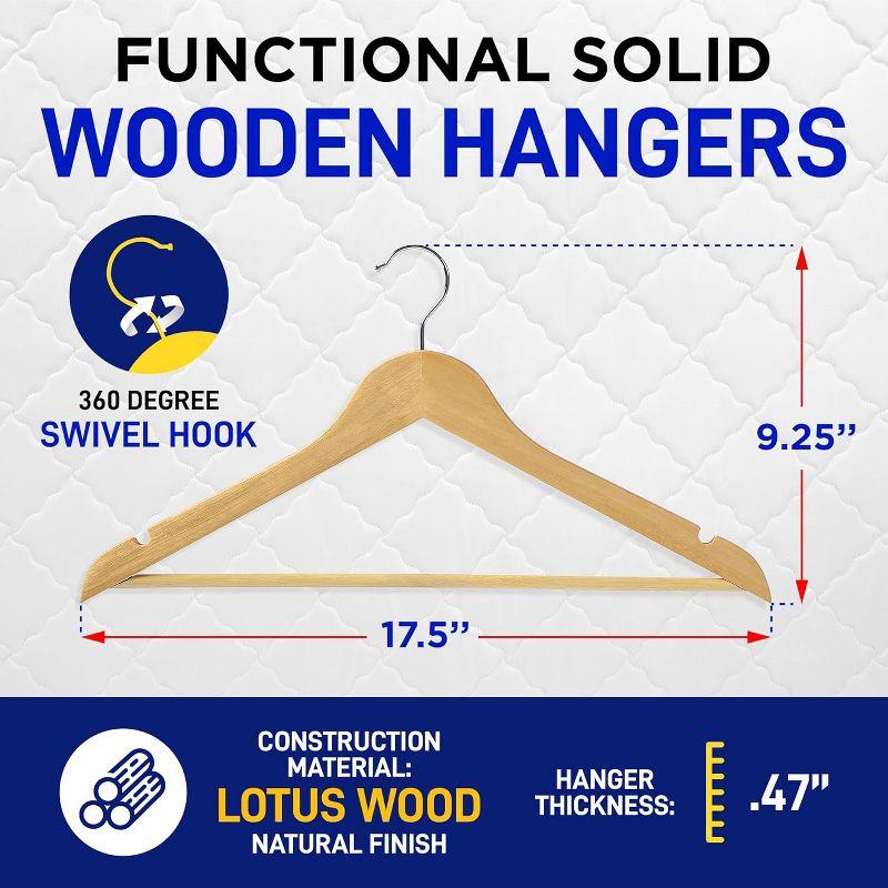 Lifemaster Tough Long Lasting Solid Maple Wooden Clothes Hangers