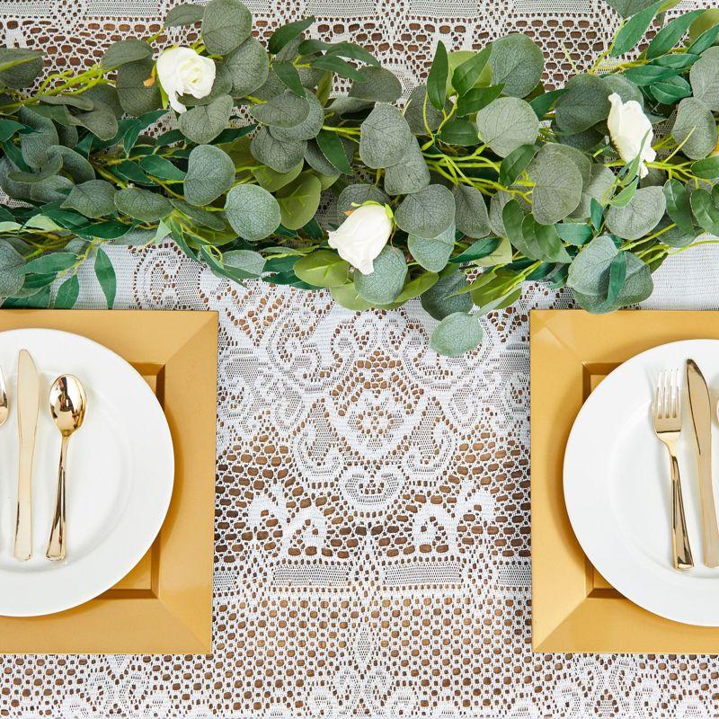 White Lace Rectangular Tablecloth with Floral Pattern, 60 x 97 Inches