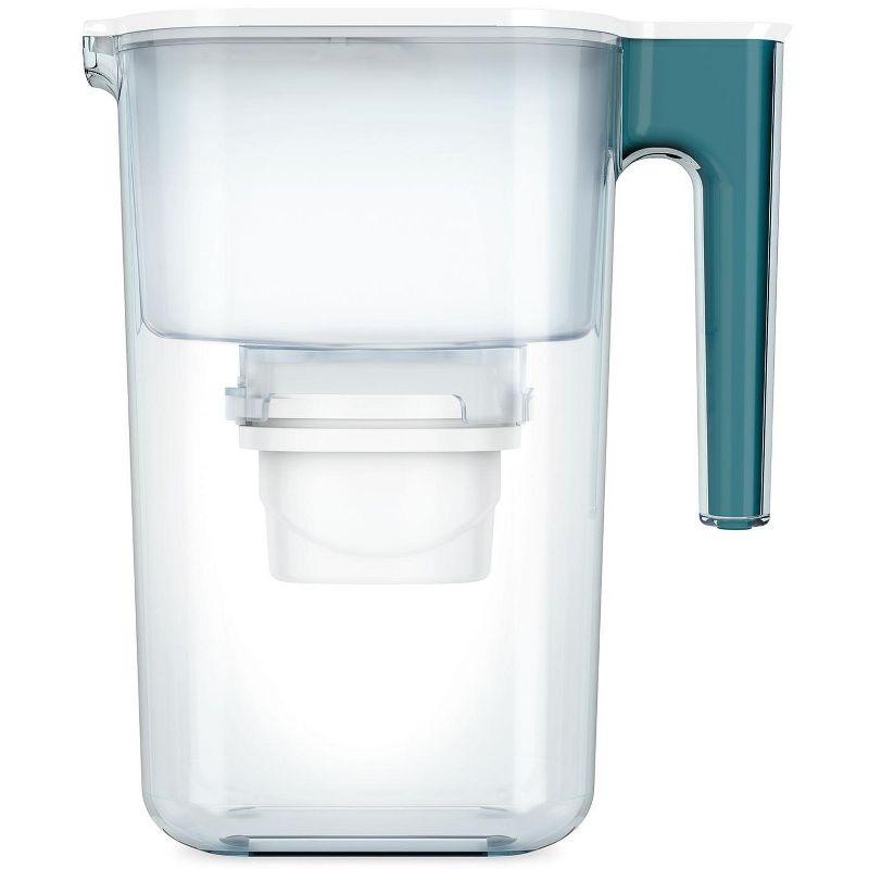 Perfect Pour Large 10 Cup Water Filter Pitcher By Aqua Optima, Ergonomic, Eliminates Splashes And Spills, Bpa Free, Wqa Certified, Includes 3 Evolve+ Water Filters, Teal