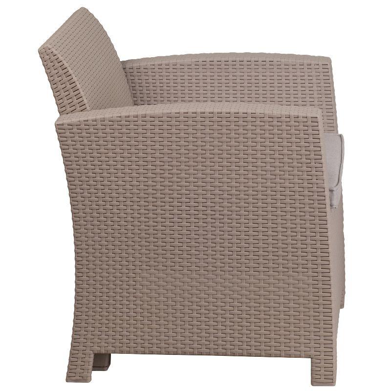 Flash Furniture Faux Rattan Chair with All-Weather Cushion