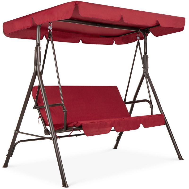 Burgundy Outdoor Convertible Canopy Swing for Two with Removable Cushions