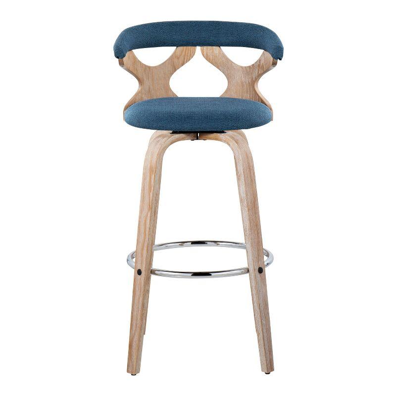 Set of 2 Gardenia Barstools White Wash/Blue - LumiSource: Upholstered Swivel Counter Height with Arms