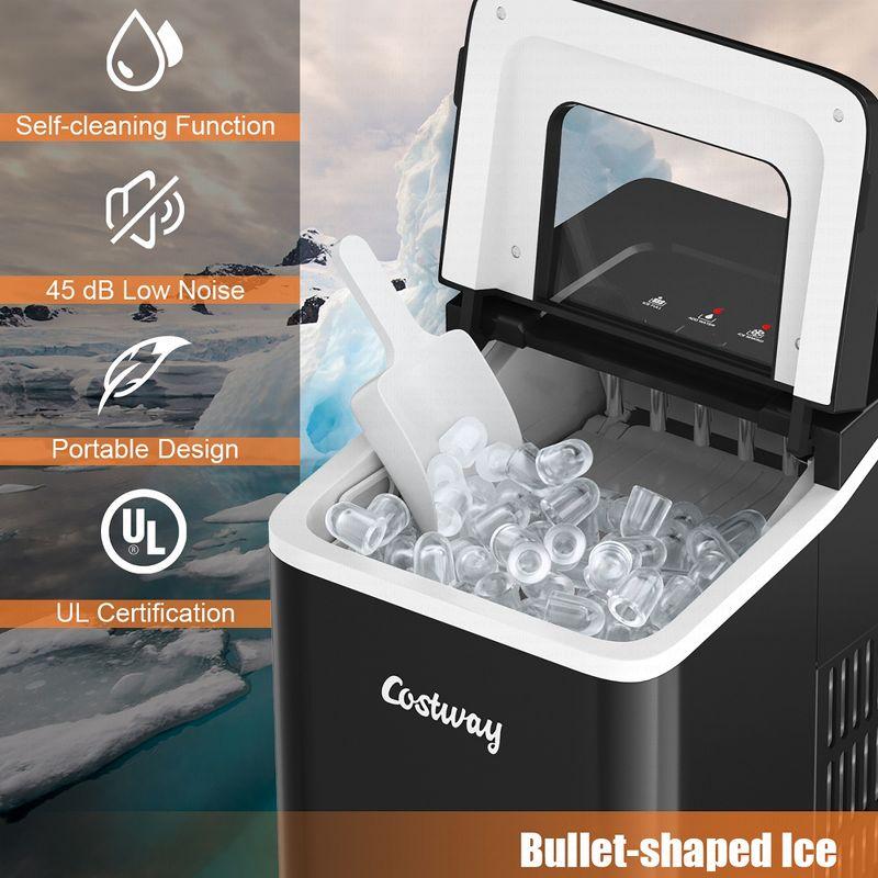 Costway Portable Ice Maker Machine Countertop 26Lbs/24H Self-cleaning w/ Scoop Black