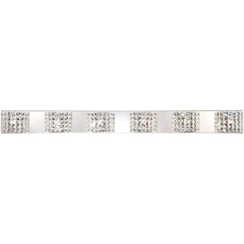Vienna Full Spectrum Cesenna Modern Wall Light Chrome Hardwire 55" 6-Light Fixture Clear Crystal for Bedroom Bathroom Vanity Reading Living Room House