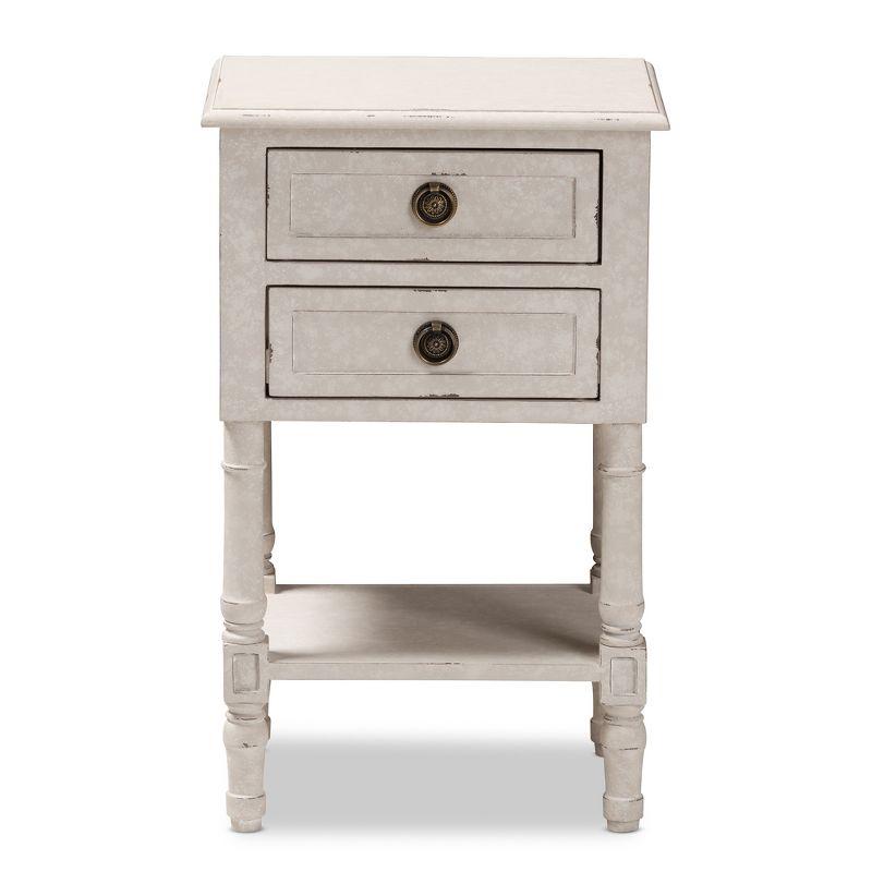 Baxton Studio Lenore Country Cottage Farmhouse 2 Drawer Nightstand White: Bedside Table with Anti-Tip Hardware