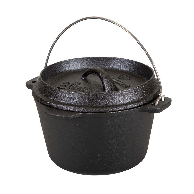 1 QT Black Cast Iron Flat Bottom Dutch Oven with Lid