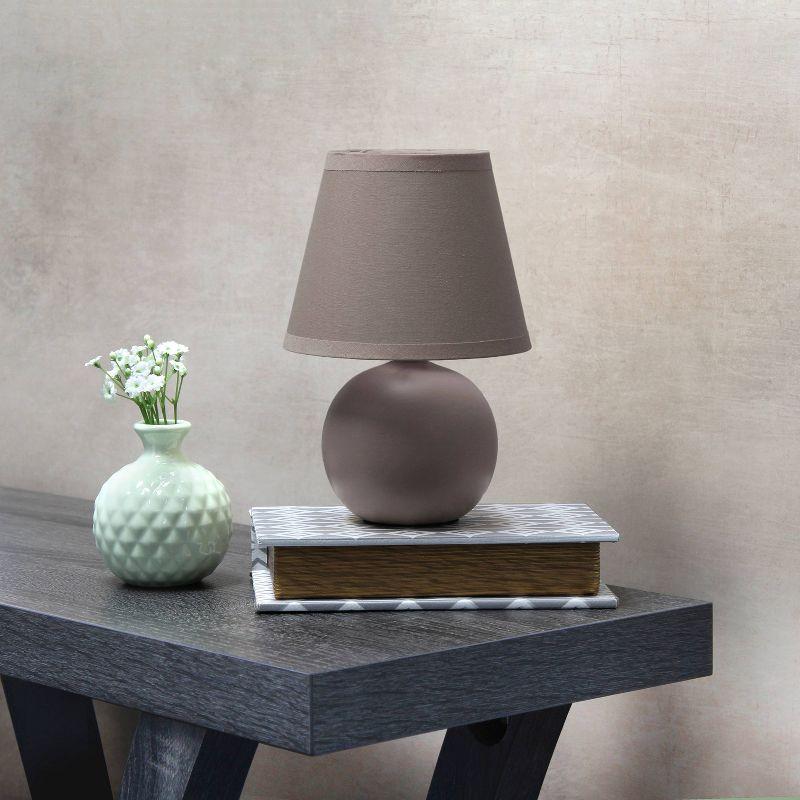 Simple Designs 8.66" Compact Ceramic Globe Table Lamp with Stylish Shade (Includes LED Light Bulb) Gray
