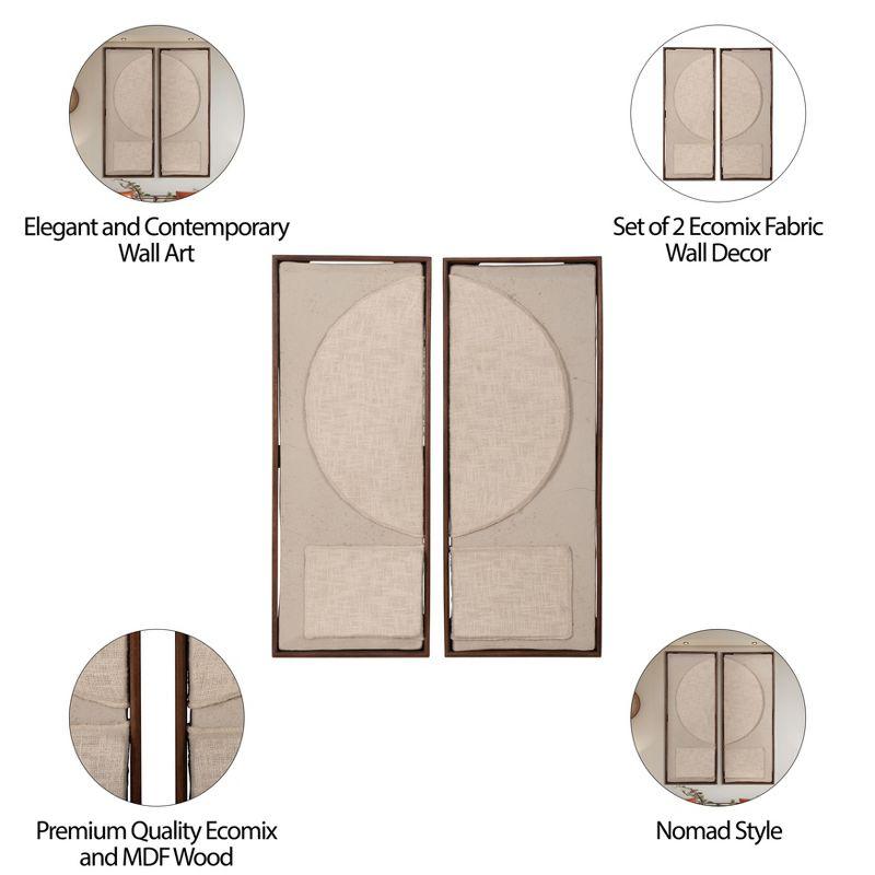 SAGEBROOK HOME (Set of 2) Ecomix Fabric Wall Decors Cream: Contemporary Style, Horizontal Orientation, Abstract Art