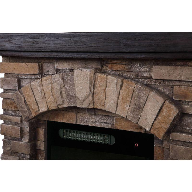 36" Freestanding Electric Fireplace Tan - Home Essentials: No Assembly, Includes Remote, Shelving Feature