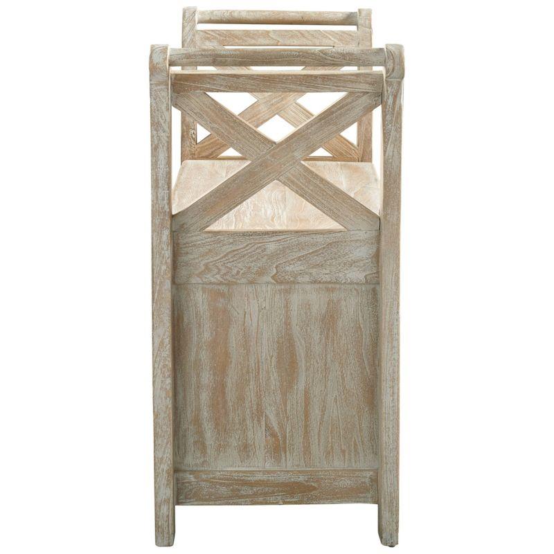 Fossil Ridge Accent Bench Whitewash - Signature Design by Ashley: Modern Storage Ottoman, Entryway Furniture