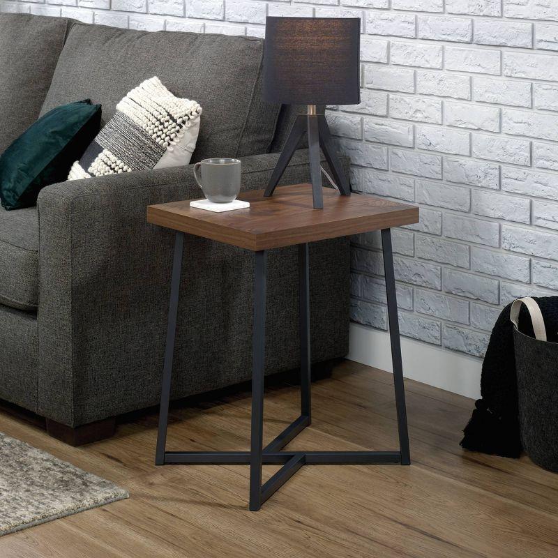 Canton Lane Side Table Walnut - Sauder: Industrial Design, Lightweight, Geometric Base