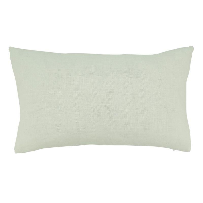 Ivory Rectangular Banded Poly Filled Throw Pillow