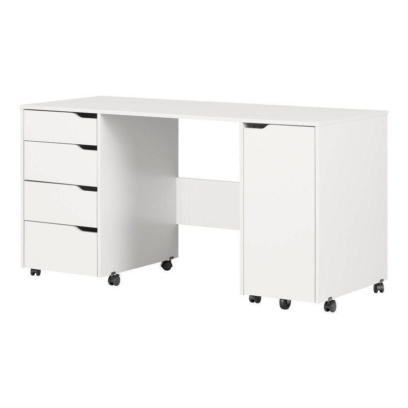 Pure White Mobile Craft Workstation with Drawers and Sliding Shelf