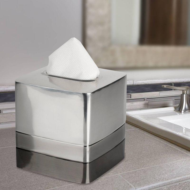 Triune Tone Stainless Steel Boutique Tissue Box Cover - Nu Steel