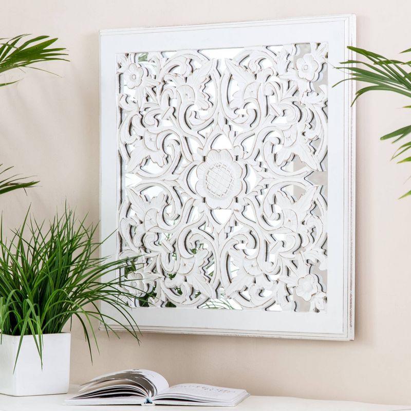 Maia Carved Wall Mirror Medallion White - Brewster