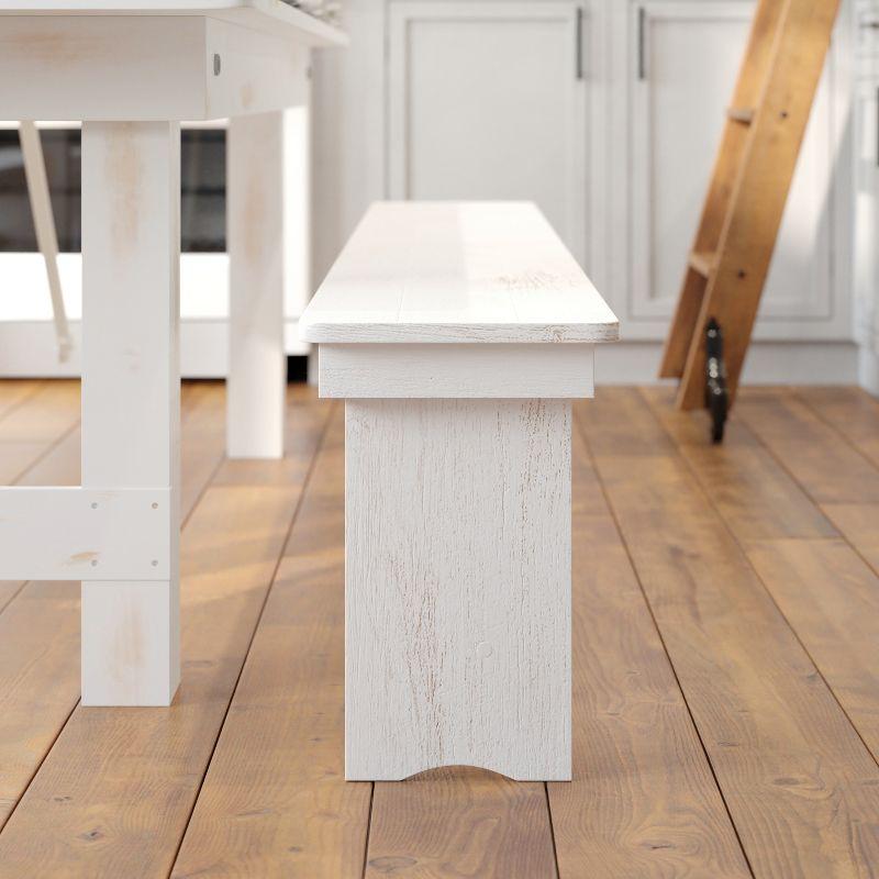 Flash Furniture HERCULES Series 8' x 12" Antique Rustic Solid White Pine Folding Farm Bench with 3 Legs