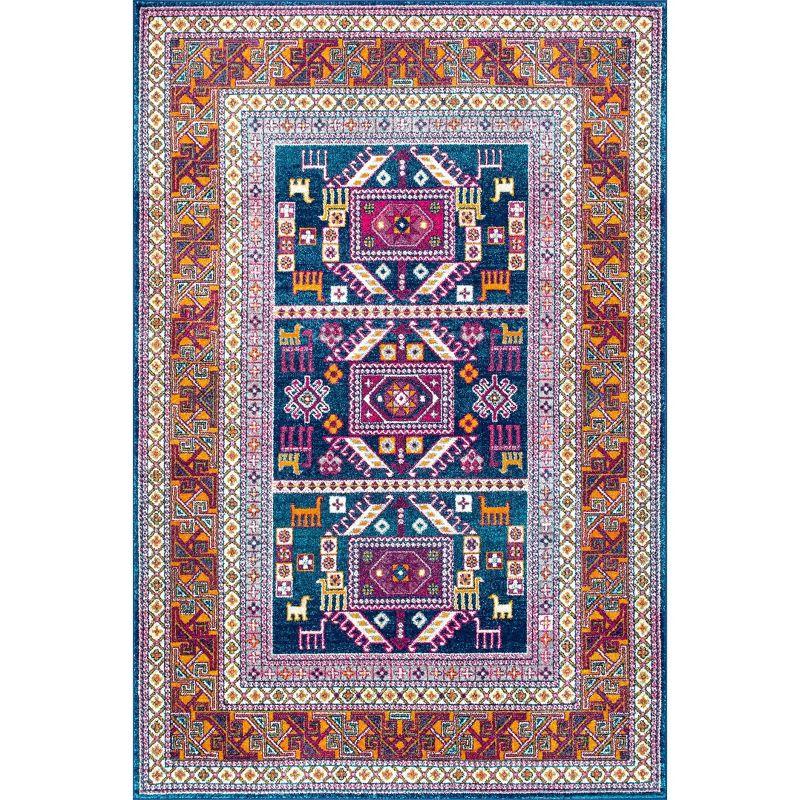 Nuloom Lorena Geometric 7x9 Indoor Area Rug for Living Room Bedroom Dining Room Kitchen, Navy/Orange