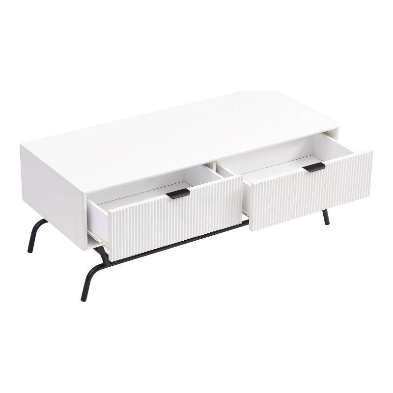 White and Black Rectangular Coffee Table with Storage