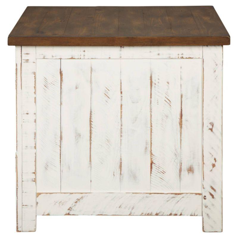 Wystfield End Table White/Brown - Signature Design by Ashley: Modern Style with Storage, Wood Legs & Double Doors