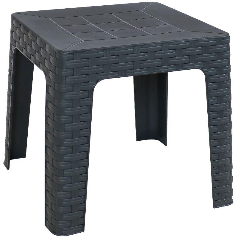 Gray 18" Square Polypropylene Outdoor Patio Side Table