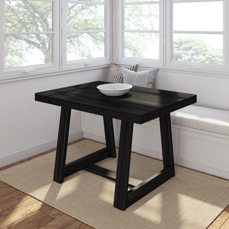 48-Inch Black Wirebrush Solid Pine Farmhouse Dining Table