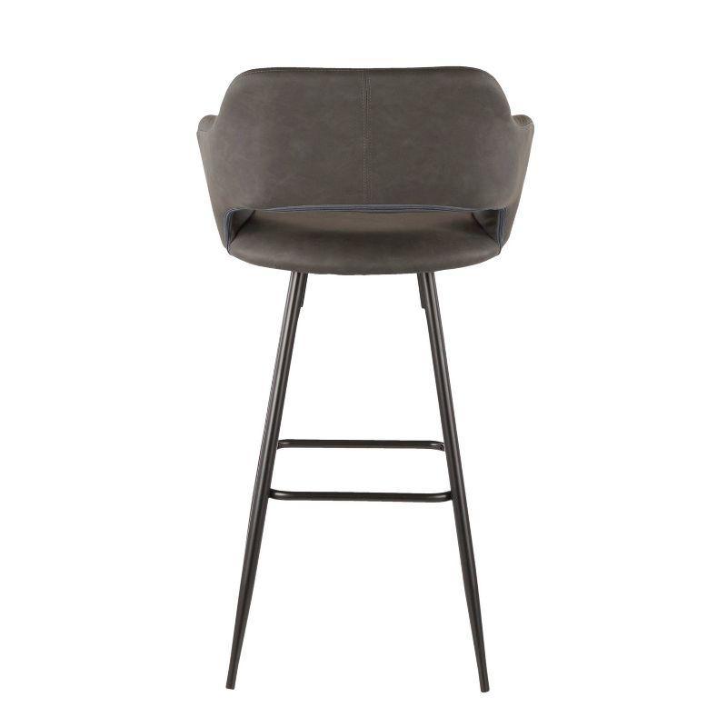 LumiSource Set of 2 Margarite Barstools Black Metal/Gray Faux Leather
