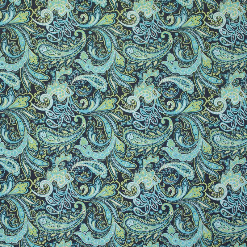 2pk Outdoor Square Edge Seat Cushion Set - Navy/Turqouise/Paisley - Pillow Perfect: Weather-Resistant with Ties, Zippered