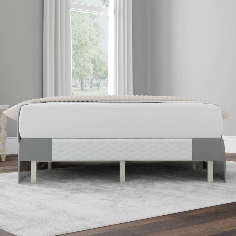 King Tailored Bedskirt Gray - Magic Skirt: Polyester Plain Weave, Machine Washable, All Ages, 15" Drop