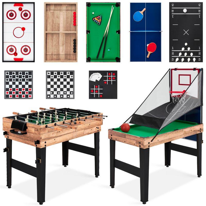 Natural 13-in-1 Combo Game Table with Foosball and Ping Pong