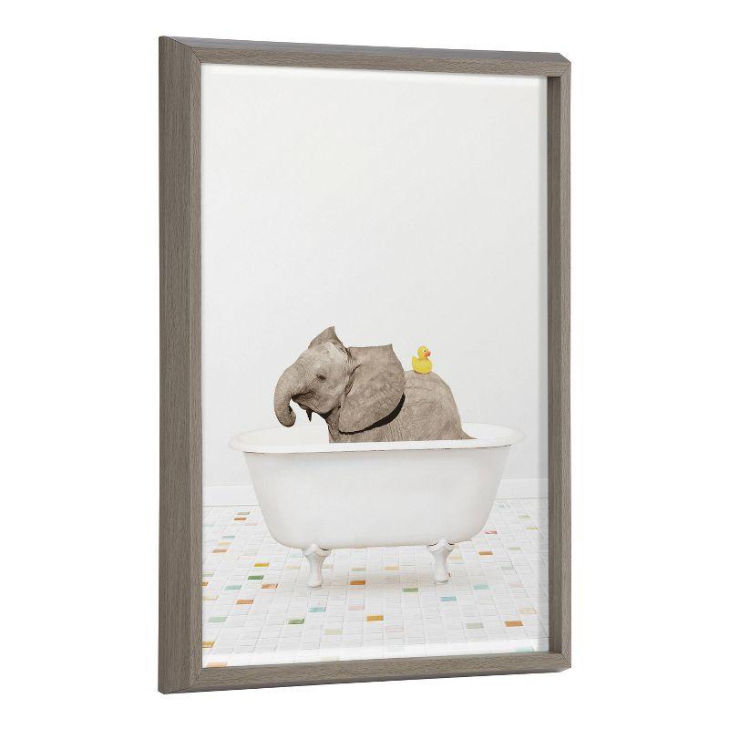 Baby Elephant Bath Time with Rubber Ducky Framed Art