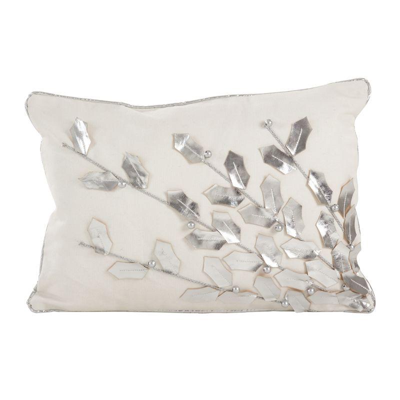 Saro Poinsettia Pillow Collection Floral Cotton Throw Pillow