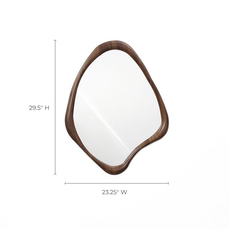 LuxenHome Classic Brown Wood Frame Irregular Wall Mirror, Accent and Vanity