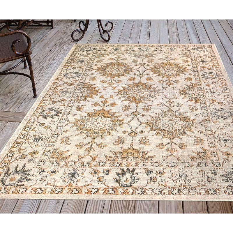 Liora Manne Carmel Vintage Floral Indoor/Outdoor Rug Sand 4'10" x 7'6"