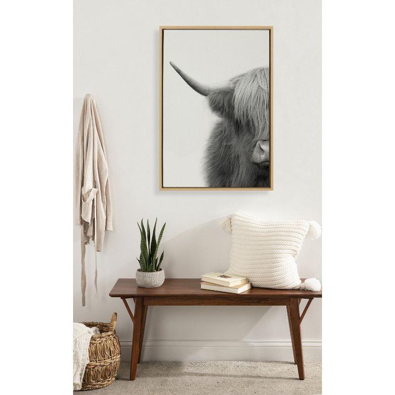 Kate and Laurel Sylvie Hey Dude Highland Cow Crop Framed Canvas by The Creative Bunch Studio