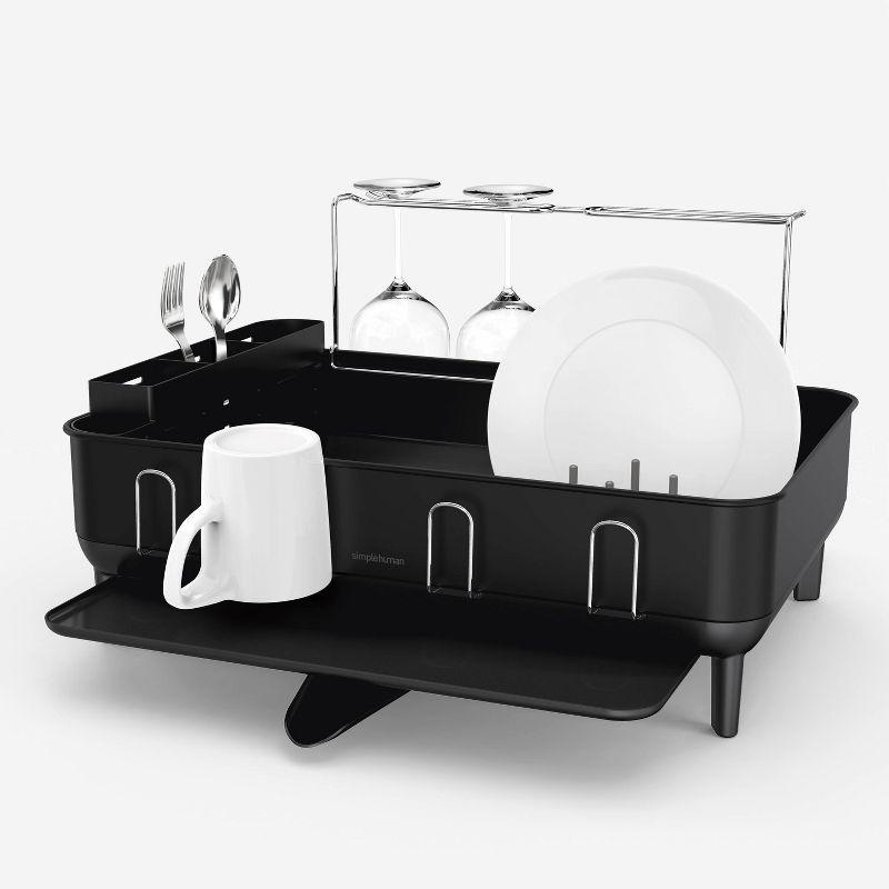 Simplehuman Kitchen Dish Drying Rack, Matte Black Steel