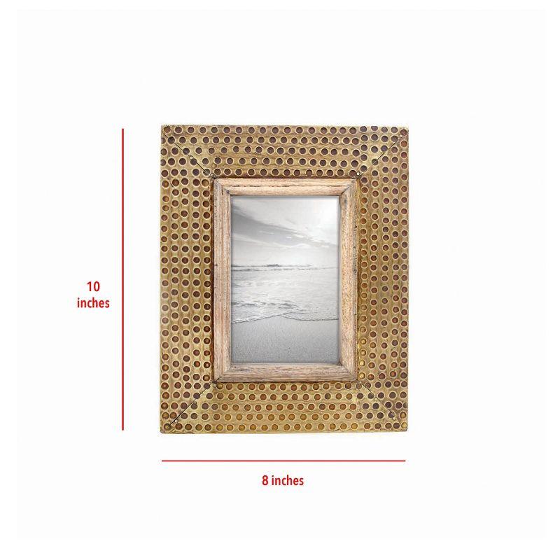 4 x 6 inch Decorative Distressed Hammered Brass Metal Picture Frame - Foreside Home & Garden