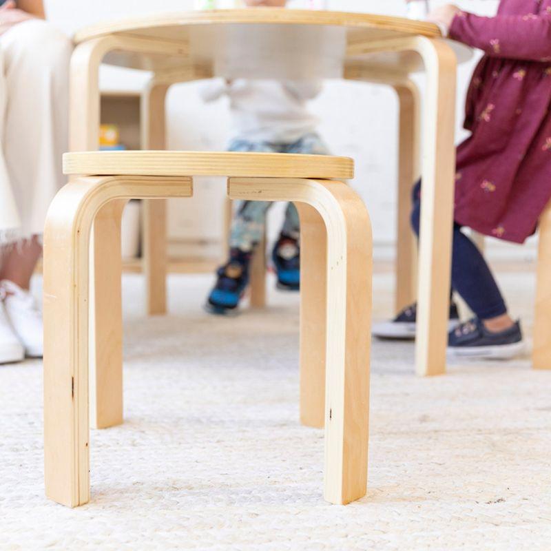 ECR4Kids Bentwood Round Table and Curved Back Chair Set, Kids Furniture, 5-Piece