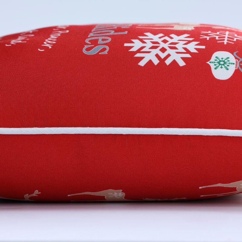 18"x18" Sleigh Rides Square Throw Pillow Red/Beige - Pillow Perfect: Festive Indoor Cushion for Bench Decor