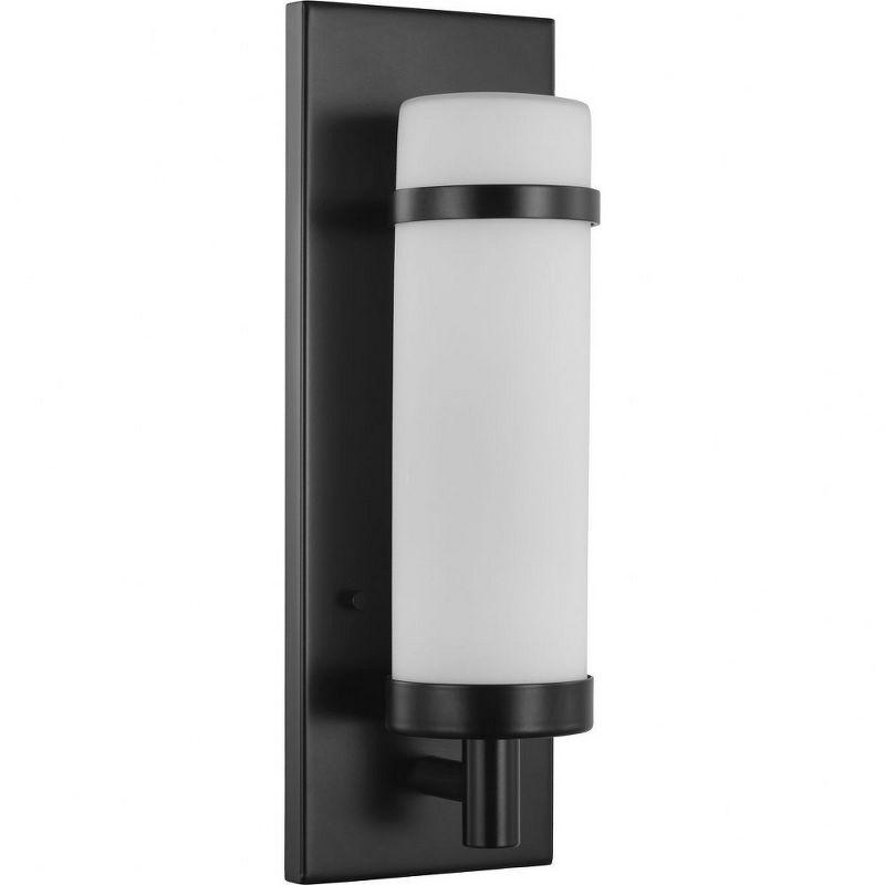 Progress Lighting Hartwick 1-Light Wall Sconce, Black, Etched Opal Glass