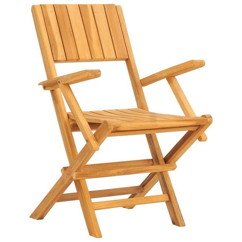 vidaXL Folding Patio Chairs 2pcs Set, 21.7"x24"x35.4" Outdoor Seating Solid Teak Wood with Slatted Design,