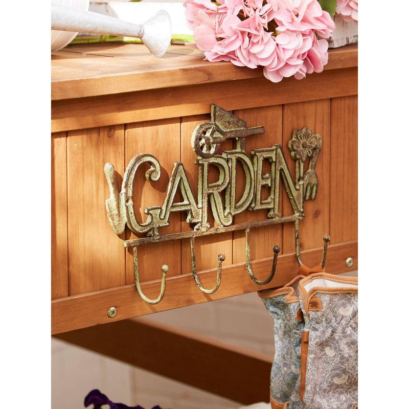 2.13" Indoor/Outdoor Garden Wall Hook Cast Iron Plant Stand Brown - Zingz & Thingz: Rectangle Novelty Planter Holders, No Assembly Required