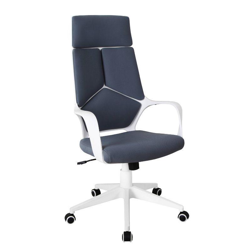 Ergonomic High-Back Swivel Executive Chair in Gray & White Fabric