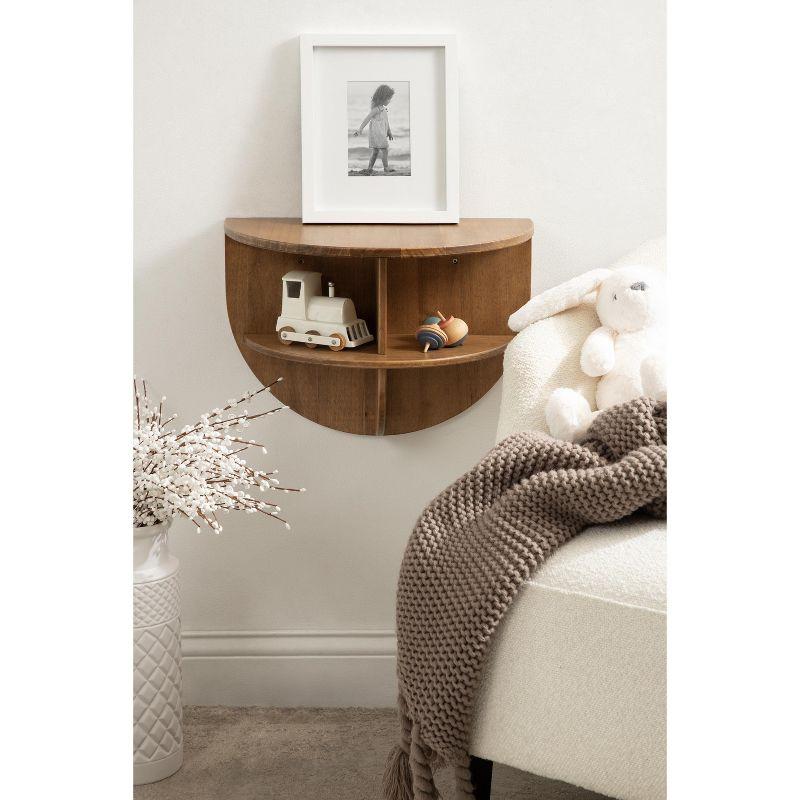 Kate and Laurel Jalla Half Circle Wood Floating Side Table, 18x14, Rustic Brown