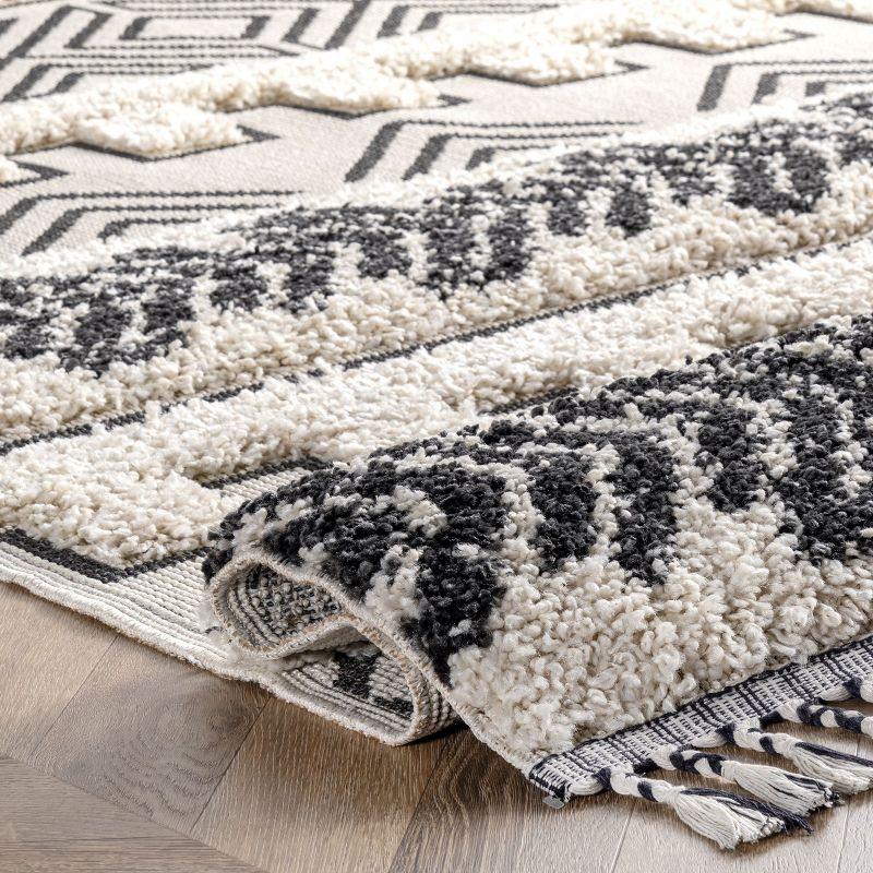 Light Gray Braided Shag Square Area Rug 3' x 5'