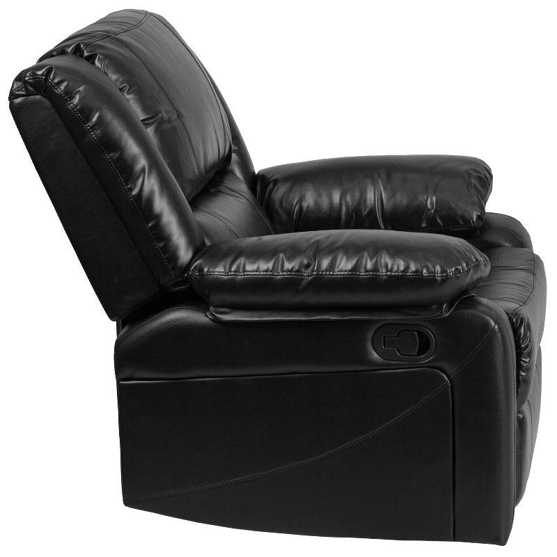 Contemporary Black LeatherSoft Metal Recliner with Plush Cushions