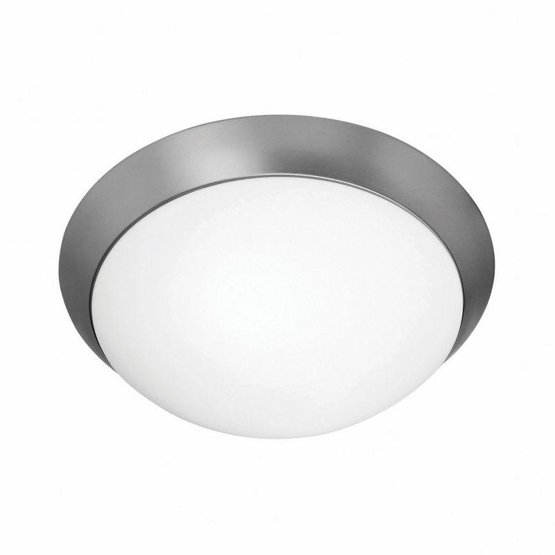 Cobalt 13" Brushed Steel and Glass Flush Mount Light