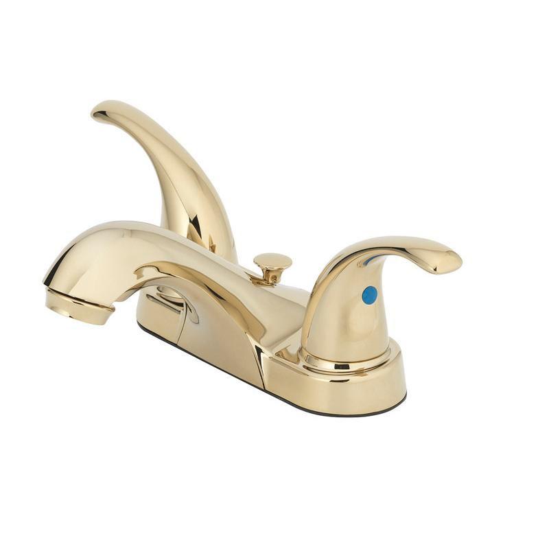 OakBrook Polished Brass Two-Handle Bathroom Sink Faucet 4 in.