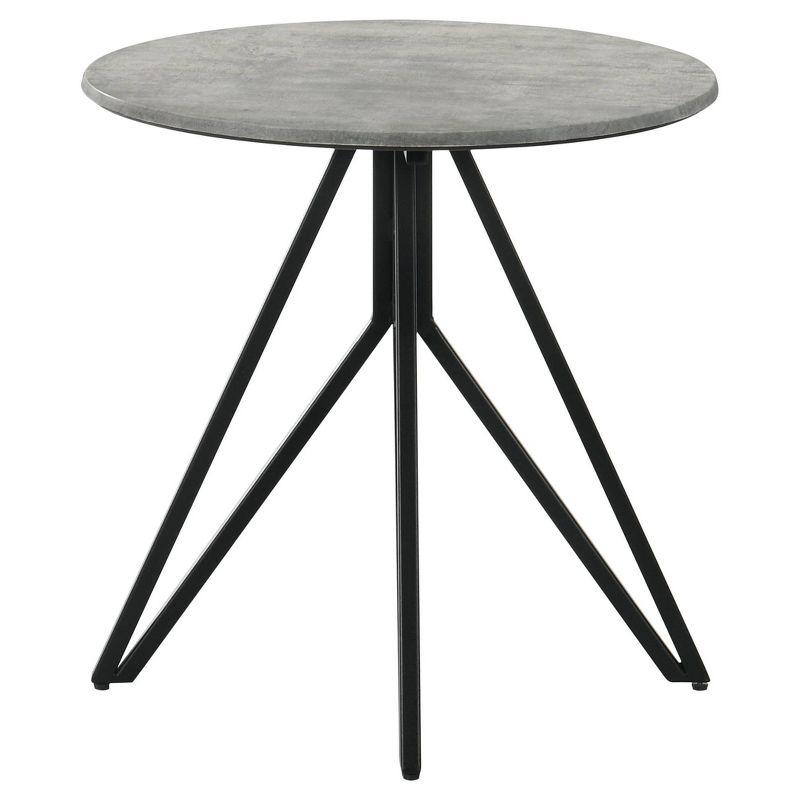 Hadi Round End Table with Faux Cement Top Gray/Gunmetal - Coaster