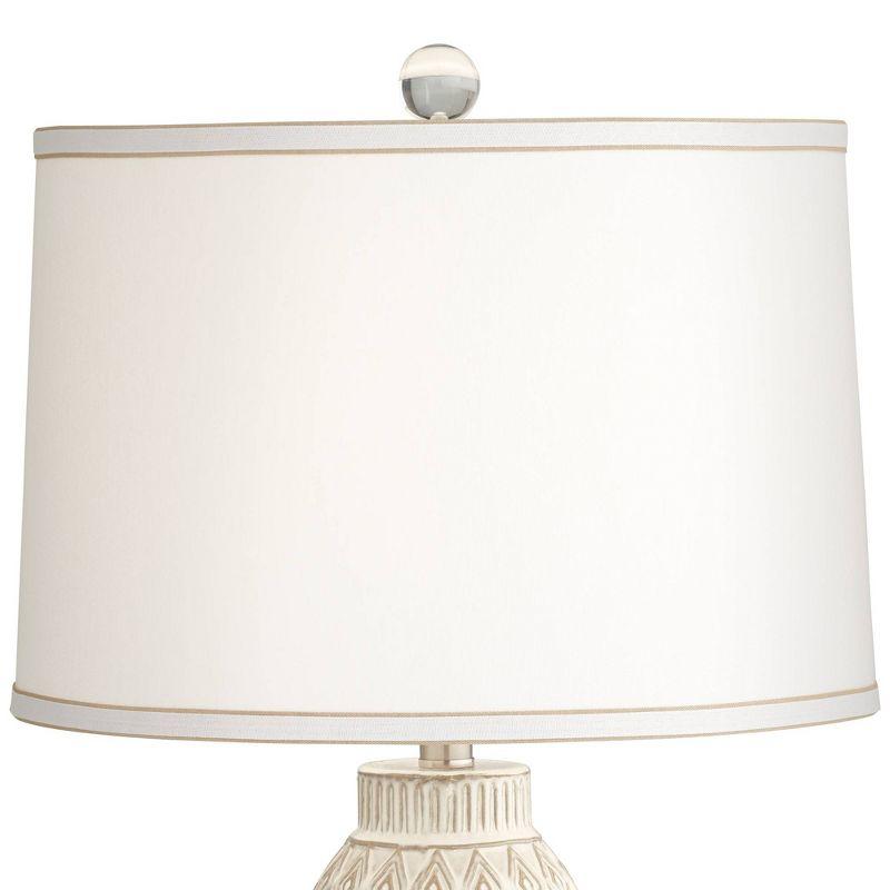 360 Lighting Cullen 31" Tall Large Modern Coastal End Table Lamp Beige Almond Ceramic Single White Shade Living Room Bedroom Bedside Nightstand House
