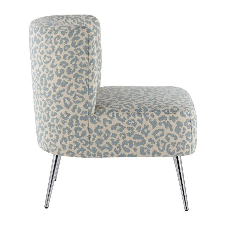 Fran Contemporary Slipper Chair Chrome/Blue Leopard Fabric - LumiSource